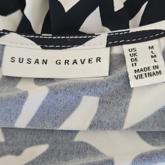 NWOT Susan Graver Women’s Black & White Geometric Faux Wrap Dress Size Medium - Picture 7 of 7